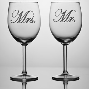 Set de pahare gravate cu Mr, Mrs 2pcs, , , ARTYNOS