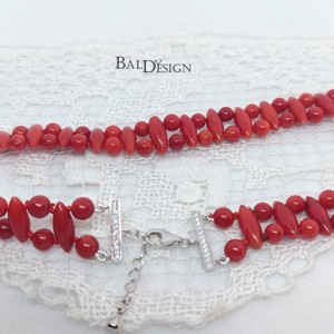Colier choker din coral cu 2 rânduri -  - Artynos.ro