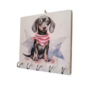 Breloc din lemn cu câine dachshund -  - Artynos.ro