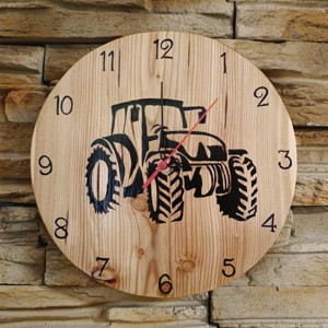 Ceas de perete din lemn cu tractor, , , Ceas de perete din lemn cu tractor.
Realizat manual pe lemn de larice.
Diametru: aprox.:29 cm.
Gros..., ARTYNOS