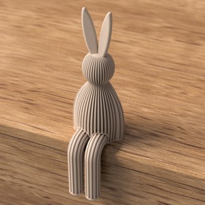 Figurină iepuraș cu nervuri  Iepuraș pentru raft imprimat 3D în culori pastelate  Decor minimalist modern de Paște -  - Artynos.ro