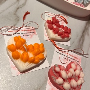 Martisor Inima cu Lalele  Lumanare Parfumata din Ceara de Soia, Bijuterii, Martisor, Lumanare si fabricarea lumanarilor, ARTYNOS