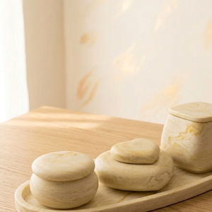 Set Decorativ Handmade din Praf Ceramic � Tavă și Recipiente Minimaliste cu Aspect de Marmură - casă & stil de viață - decorațiuni de casă - decorațiuni de masă și rafturi - boluri decorative - Artynos.ro