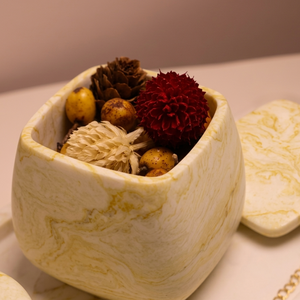 Set Decorativ Handmade din Praf Ceramic � Tavă și Recipiente Minimaliste cu Aspect de Marmură - casă & stil de viață - decorațiuni de casă - decorațiuni de masă și rafturi - boluri decorative - Artynos.ro