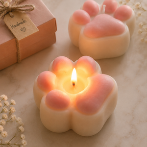 Lumânare handmade în formă de lăbuță, decor delicat pentru casă, cadou pentru iubitorii de animale sau mărturii botez - casă & stil de viață - lumânări, parfumuri, arome - ceară parfumată - Artynos.ro