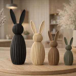Colectia Japandi Ribbed Bunny – 4 marimi, cu urechi verticale/pliabile, Decor de sarbatori, Decoratiuni de Paste, Iepuras de Paste, Altele, Iepurasi frumosi cu nervuri in stil japonez – minimalism curat pentru casa ta! Aceste figurine impr..., ARTYNOS