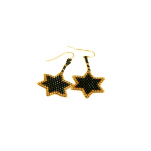 Stars of Gold - Cercei stelute, tesuti din margele miyuki delica - bijuterii - cercei - cercei agățați - Artynos.ro