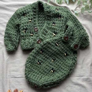 Set Pulover si Body Baby Bee Verde, Imbracaminte si moda, Haine dama, Hanorace, cardigane, Impletitura, ARTYNOS