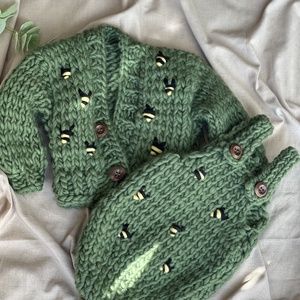 Set Pulover si Body Baby Bee Verde - îmbrăcăminte și modă - haine damă - hanorace, cardigane - Artynos.ro
