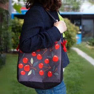 Geanta de vara Cherry canvas cu captuseala rosie, , , ARTYNOS