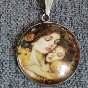 Lentile de sticlă inspirate de Gustav Klimt, set colier și cercei din oțel medical -  - Artynos.ro