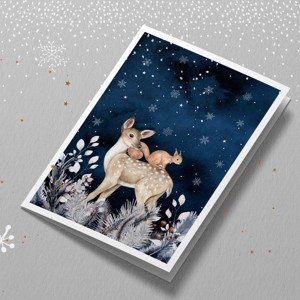 Carte poștală de Crăciun, felicitare, animal de pădure cadou companion -  - Artynos.ro
