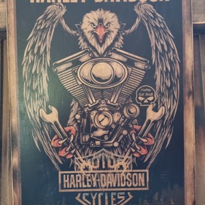 Harley Davidson imagine din lemn, Casa & Stil de viata, Accesorii pentru decorat casa, Picturi murale, Arta de perete din lemn, , ARTYNOS