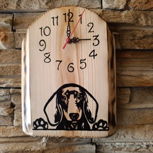 Ceas de perete din lemn cu caine dachshund, , , ARTYNOS