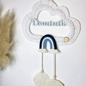 Nor macramé personalizat cu curcubeu si frunze decorare de perete (mic) - boyish, , , ARTYNOS