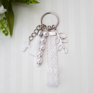 Breloc, ornament pentru geanta - Cruce alb/argintiu, , , ARTYNOS