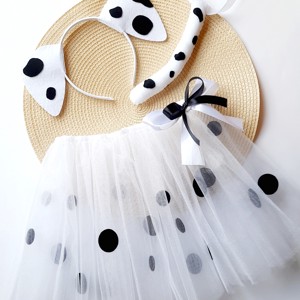 Fata dalmatiana cu fusta din tul si coada costum de carnaval pentru fete - Artynos.ro