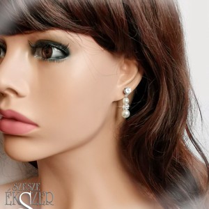 Cercei cu sclipici, , , Margele de 8 mm si 6 mm din teal si pietre din stras cu pietre din zirconiu cubic pe o baza plug-in..., ARTYNOS