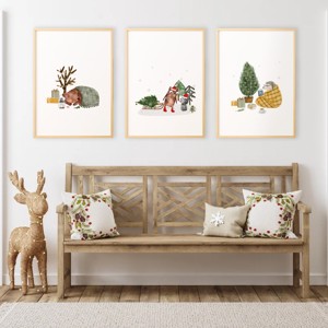 Cozy pădure animal Crăciun arta de perete, poster, decor -  - Artynos.ro