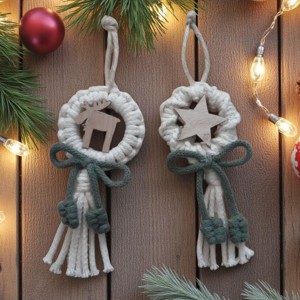 Pereche de ornamente de Crăciun Macrame - fir alb, cerc din lemn, decor natural - crăciun - decorațiuni de crăciun de casă - figurine pentru pomul de crăciun - Artynos.ro Pereche de ornamente de Crăciun Macrame - fir alb, cerc din lemn, decor natural - crăciun - decorațiuni de crăciun de casă - figurine pentru pomul de crăciun - Artynos.ro