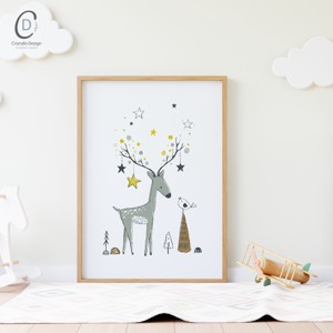 Decalaj de perete cu animale din padure, poster scandinav, set de decalaje de perete pentru camera copiilor 3 bucati, , , ARTYNOS