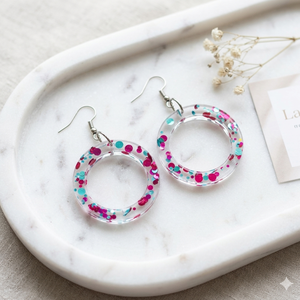 Cercei Hoop „Confetti Party”, Bijuterii, Cercei, Cercei din rasina, , O pereche de cercei plina de optimism si energie, perfecta pentru a aduce un strop de veselie in or..., ARTYNOS