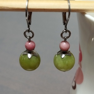 Jad si rodonit - bijuterii - cercei - cercei din pietre semiprețioase - Artynos.ro