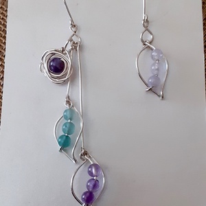 Ametist, aveturin si cuart roz - bijuterii - cercei - cercei din pietre semiprețioase - Artynos.ro