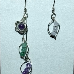 Ametist, aveturin si cuart roz - bijuterii - cercei - cercei din pietre semiprețioase - Artynos.ro