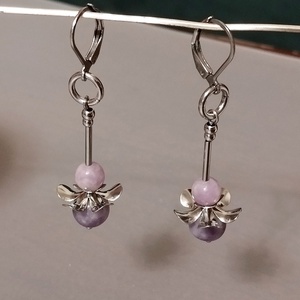 Lepidolit - bijuterii - cercei - cercei din pietre semiprețioase - Artynos.ro