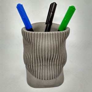 Suport periuță de dinți, suport creion, mini-vază din beton gri -  - Artynos.ro