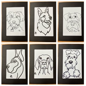 Desen liniar în ramă de hârtie A5 - arte vizuale și accesorii  - grafică, ilustrație - desen cu cerneală - Artynos.ro