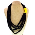 Colier boho din bumbac reciclat, zero waste, impletit, negru-galben - Artynos.ro